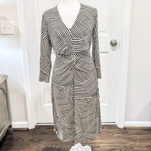 Cabi Brown and White Striped Dress Size XS